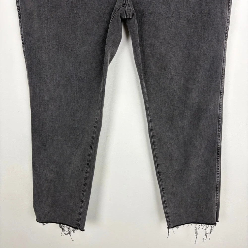 Madewell Stovepipe Jeans Banberry Wash Raw Hem Gray Denim Stretch High Rise 32P